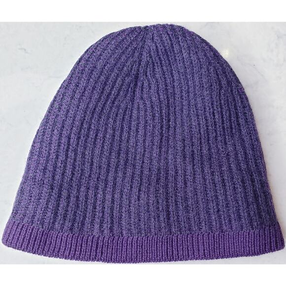 BOSS HUGO BOSS Ribbed Knit Wool Beanie Cap Heather Purple OSFM - Picture 5 of 8